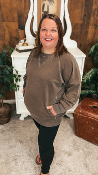 Lori Pocket Sweater: Brown