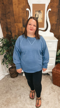 Lori Pocket Sweater: Dusty Blue