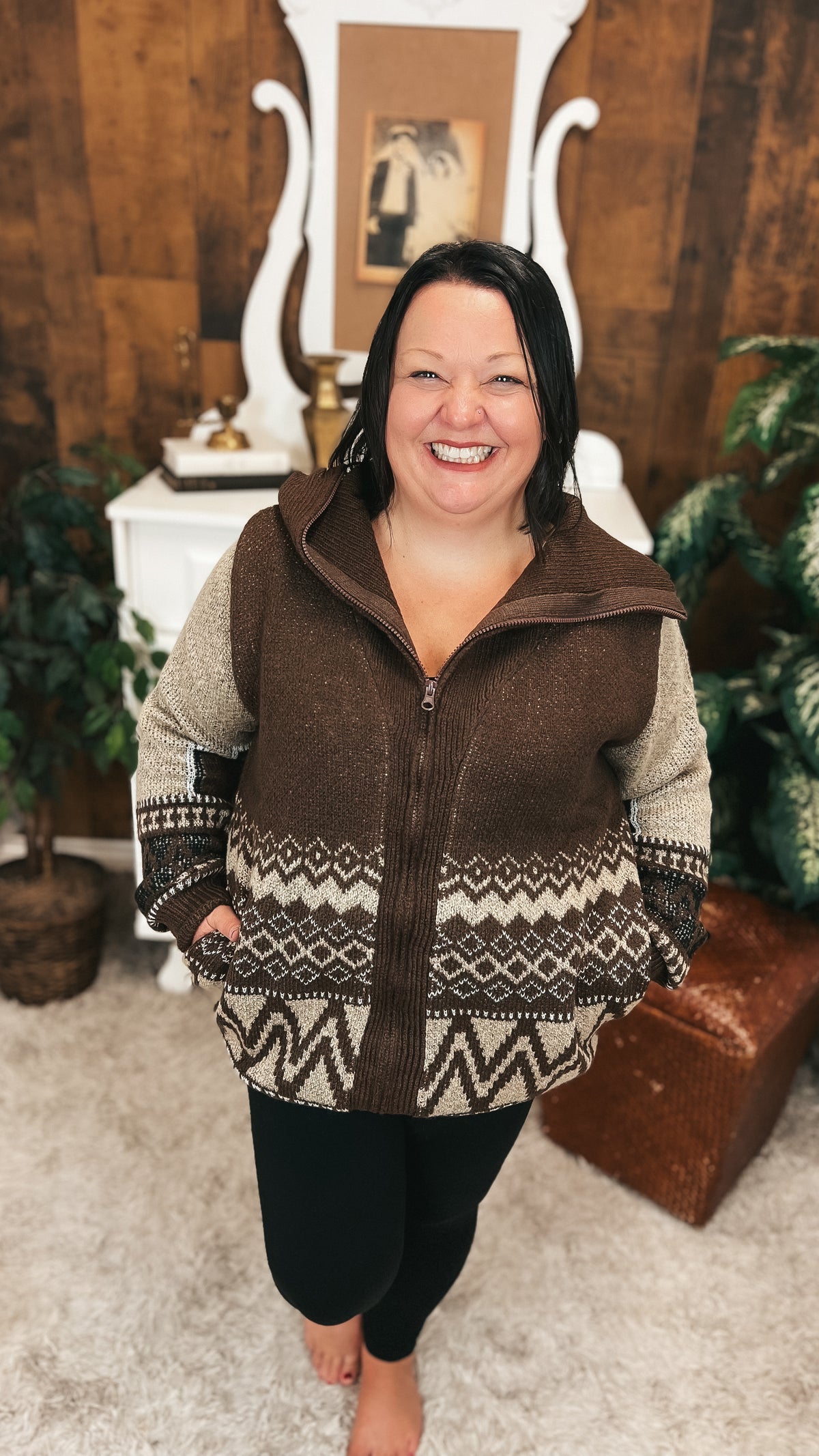 Zoey Zip Knit Jacket | Chocolate Brown