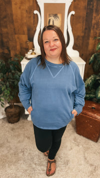 Lori Pocket Sweater: Dusty Blue