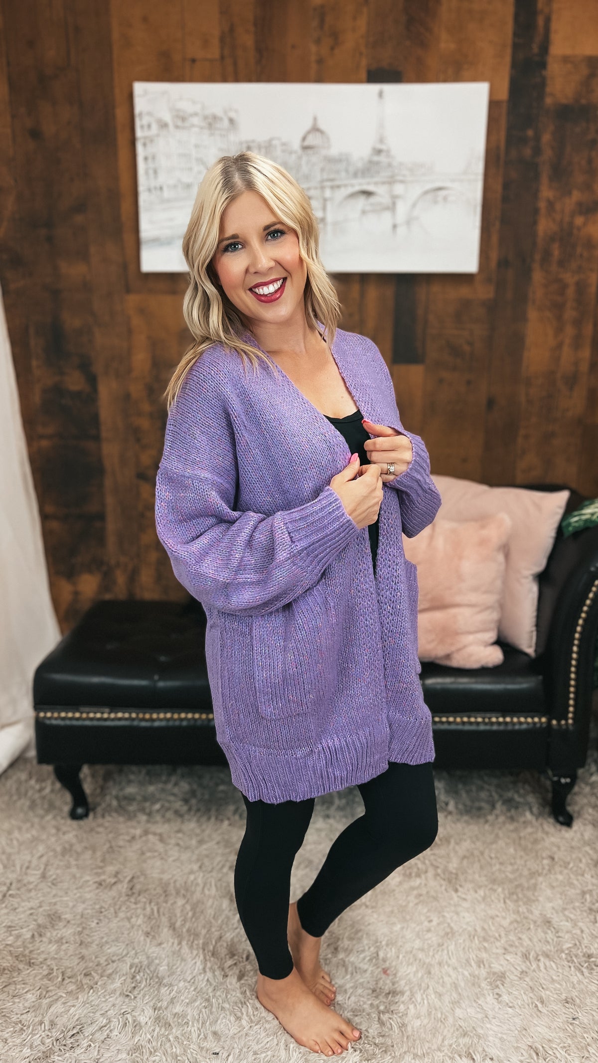 Cara Knit Cardigan | Purple