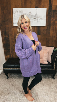 Cara Knit Cardigan | Purple