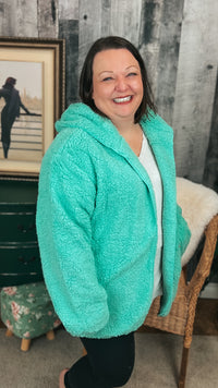 Carla Sherpa Jacket: Mint *SALE*