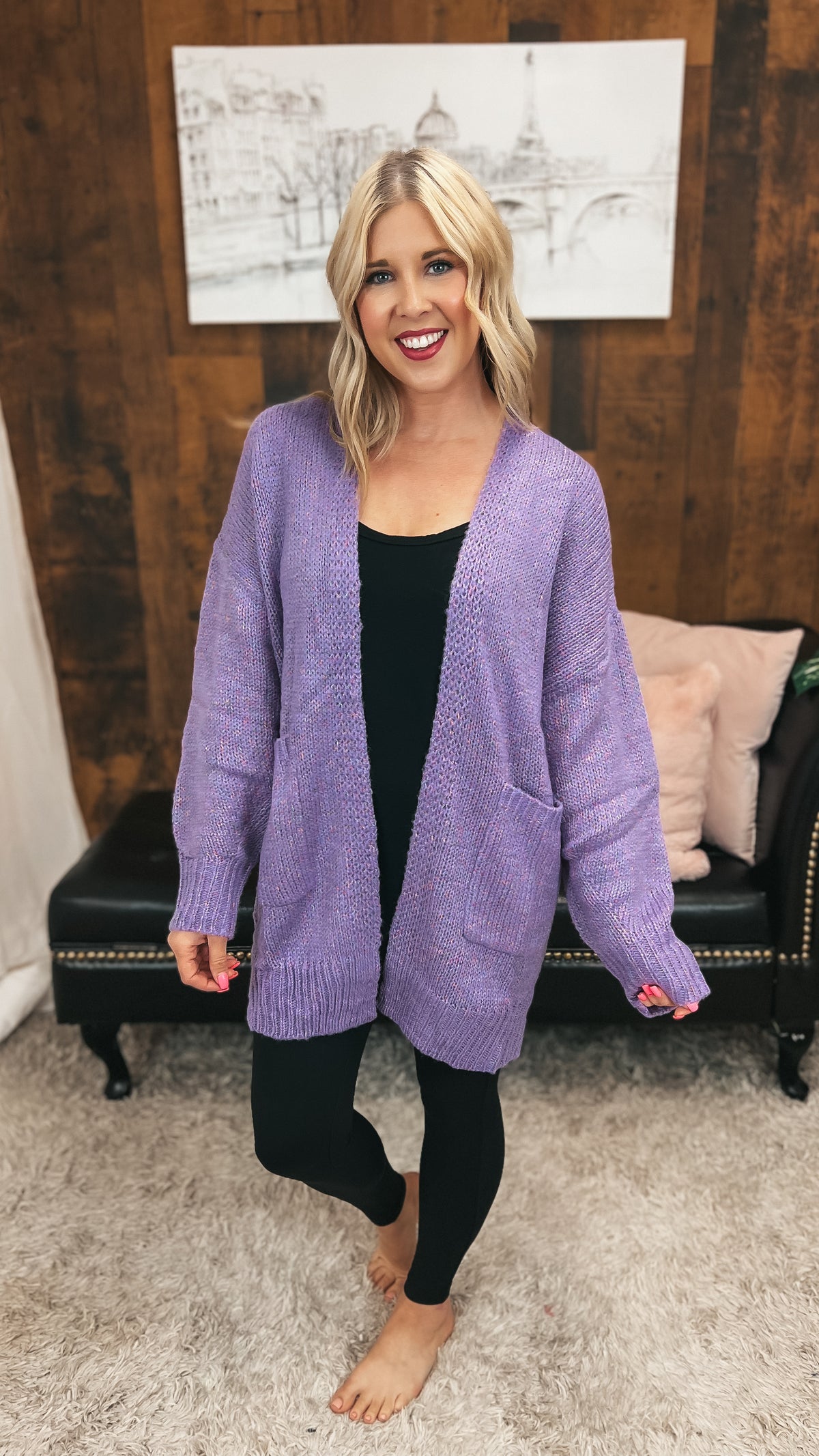 Cara Knit Cardigan | Purple