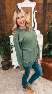 Lori Pocket Sweater: Light Olive