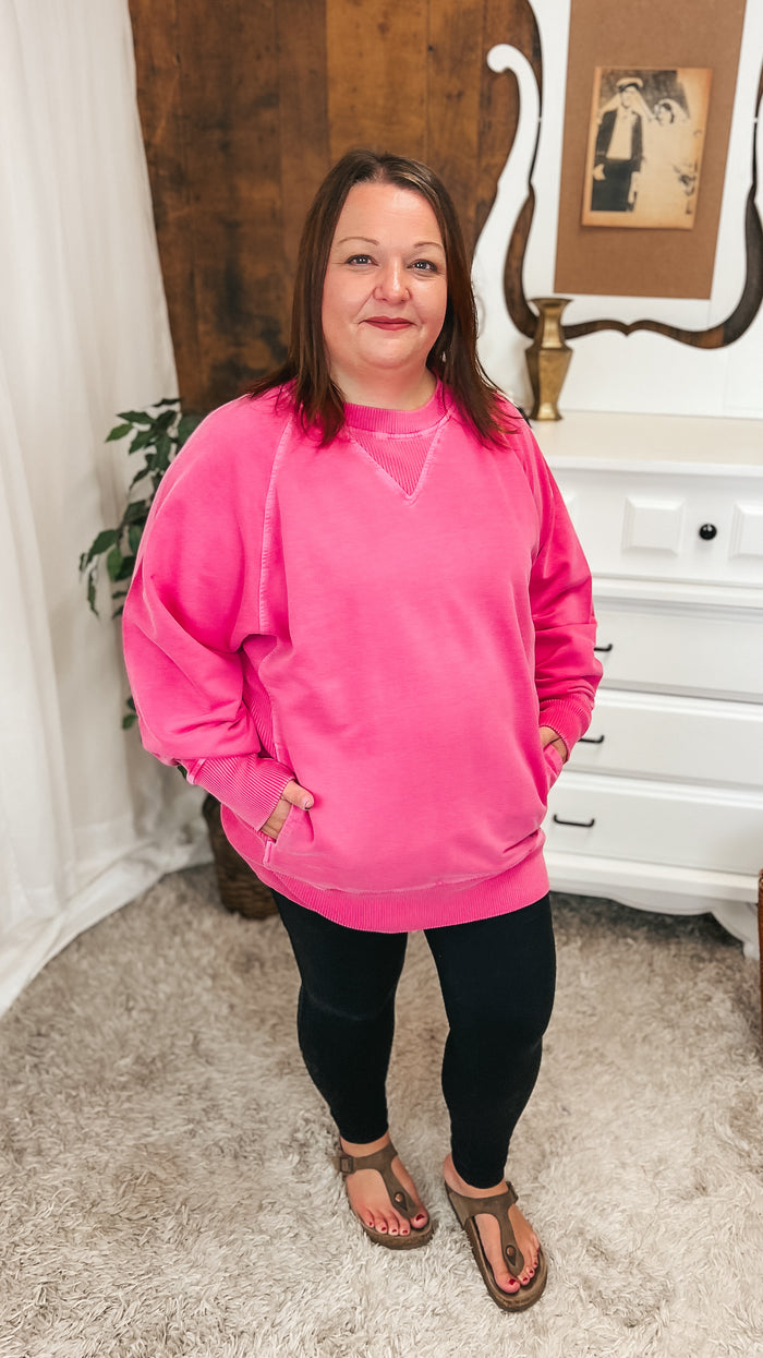 Lori Pocket Sweater: Pink