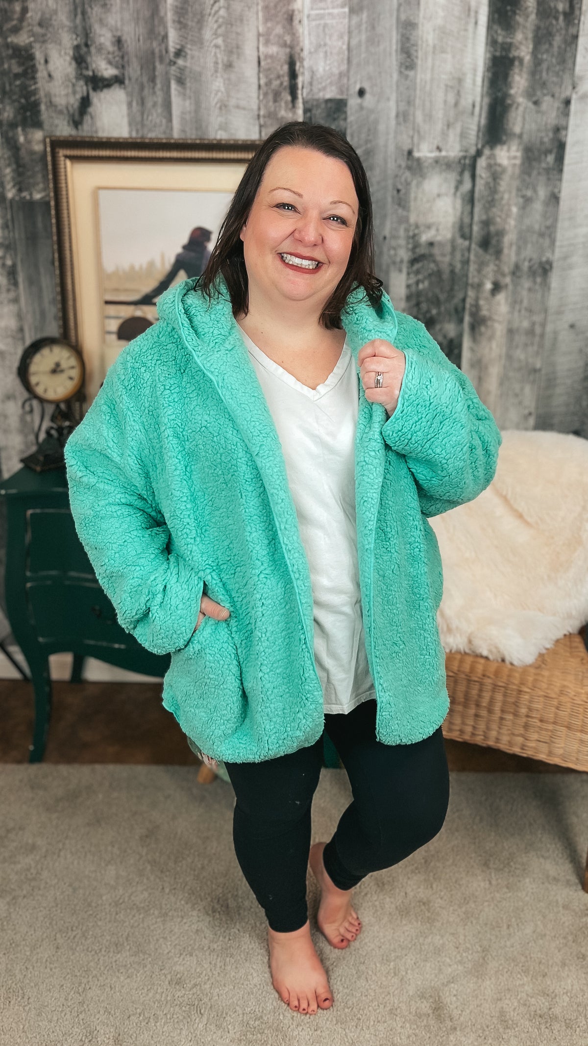 Carla Sherpa Jacket: Mint *SALE*