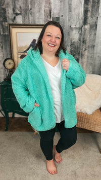 Carla Sherpa Jacket: Mint *SALE*