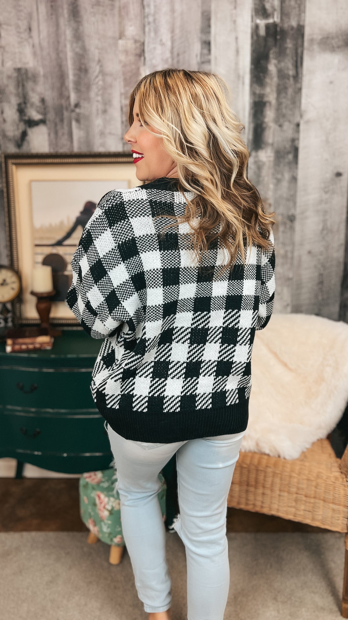 Kristen Checkered Cardigan