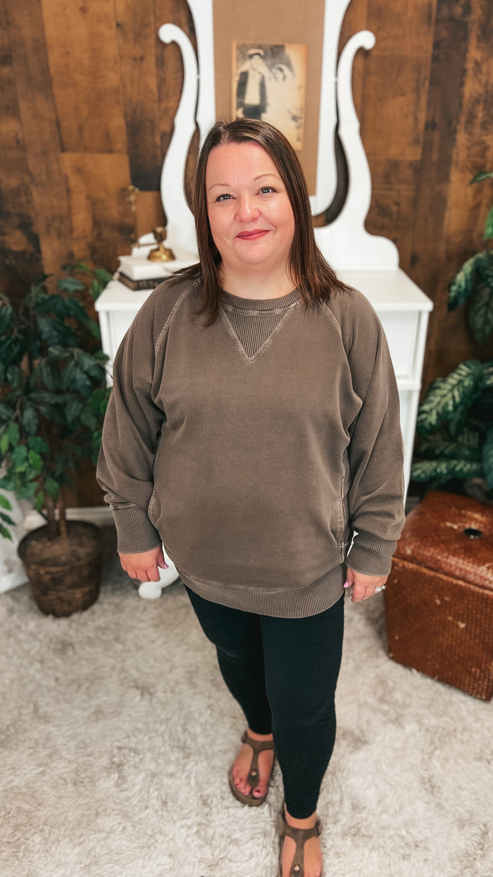 Lori Pocket Sweater: Brown