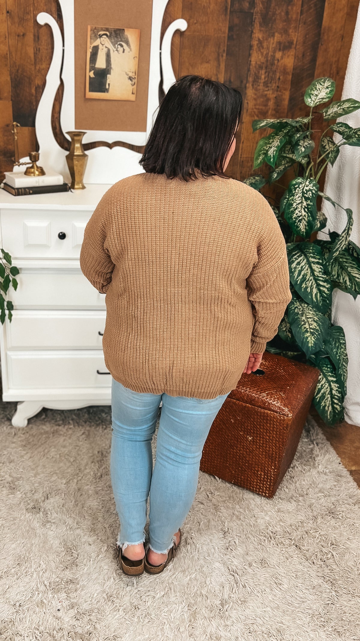 Crystal Floral Knit Cardigan |Mocha | One Size