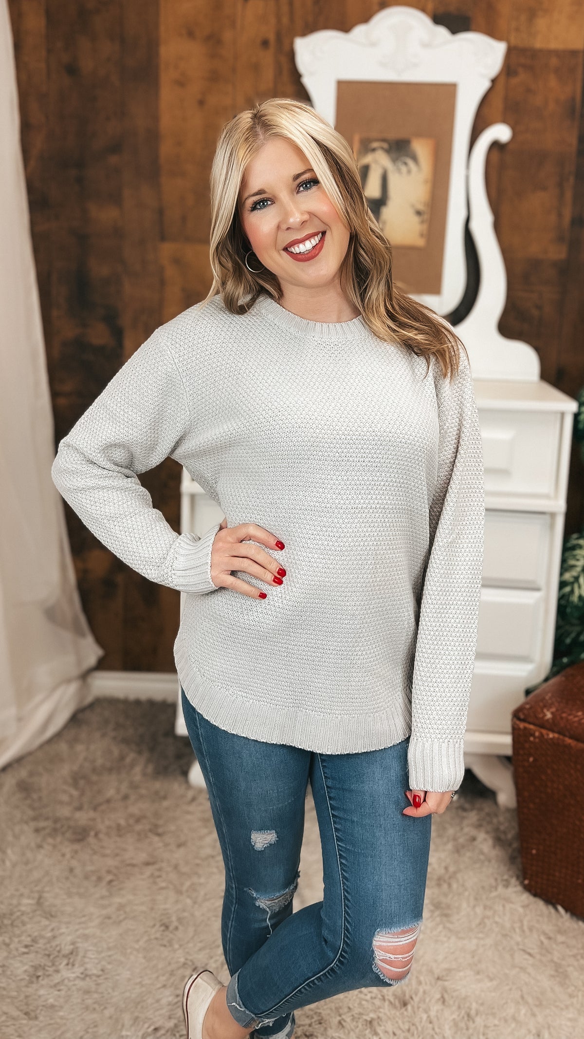 Scarlett Knit Sweater: Bone