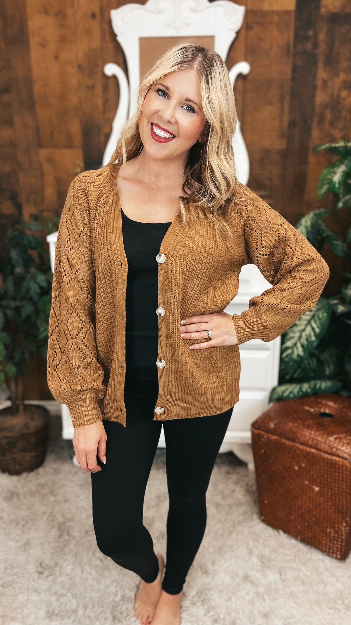 Amber Button Cardigan | Camel