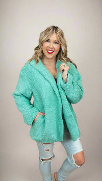Carla Sherpa Jacket: Mint *SALE*