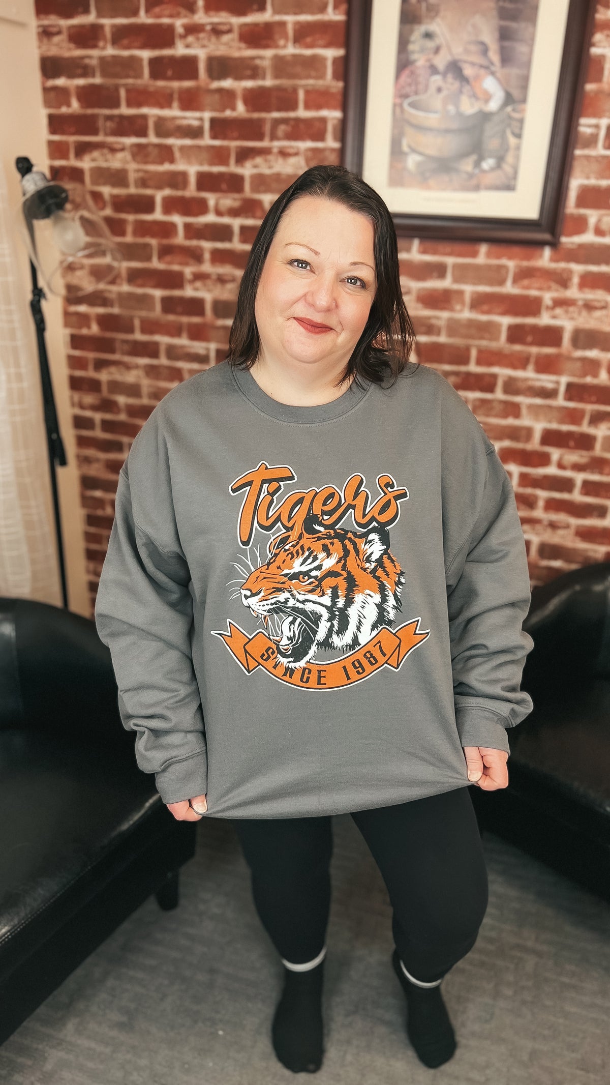 Orange Tigers | Graphic Sweatshirt | Grey