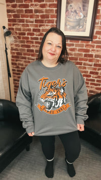 Orange Tigers | Graphic Sweatshirt | Grey