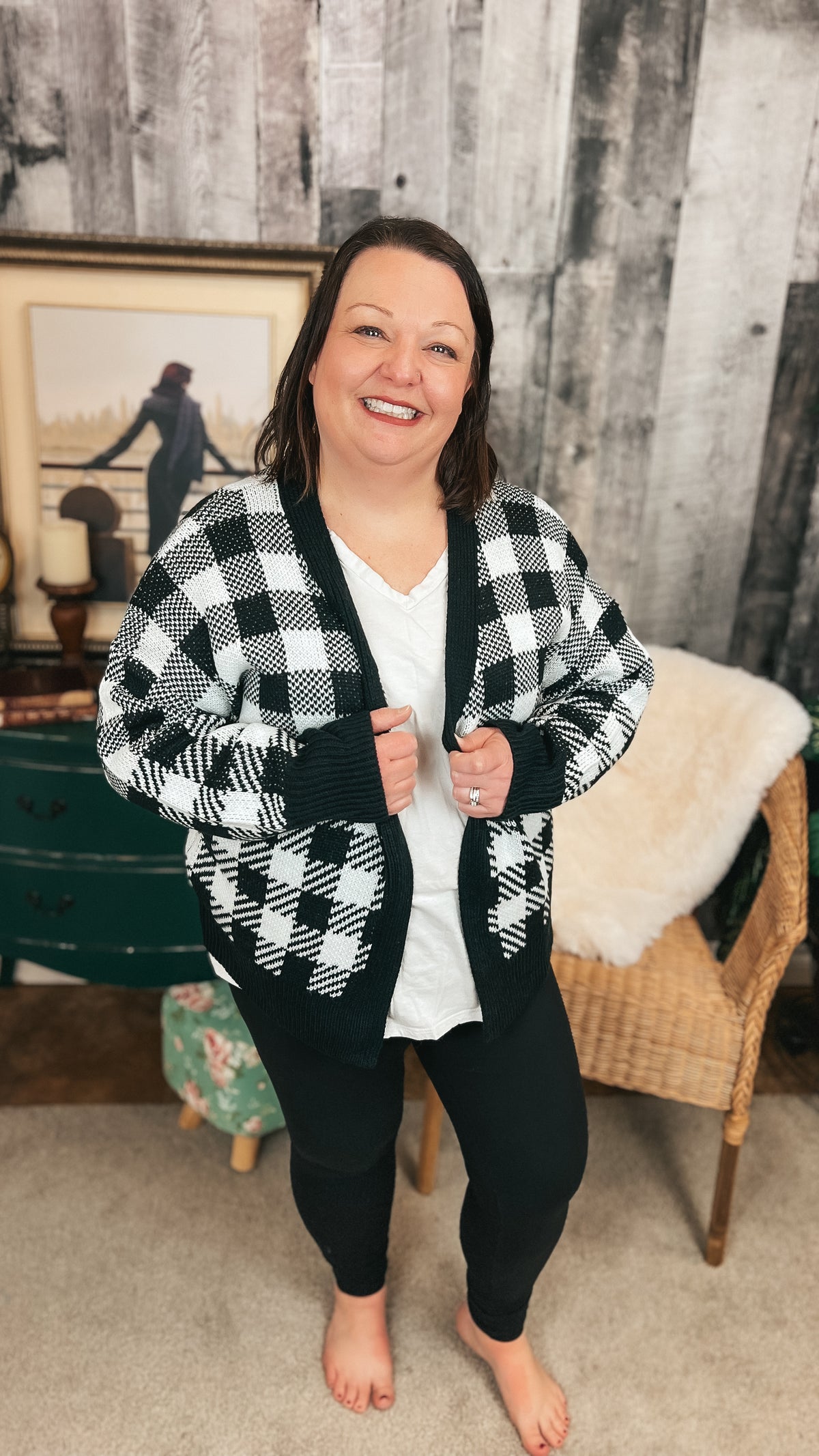 Kristen Checkered Cardigan