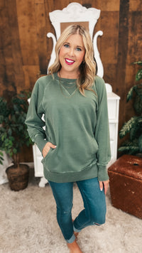 Lori Pocket Sweater: Light Olive