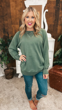 Lori Pocket Sweater: Light Olive