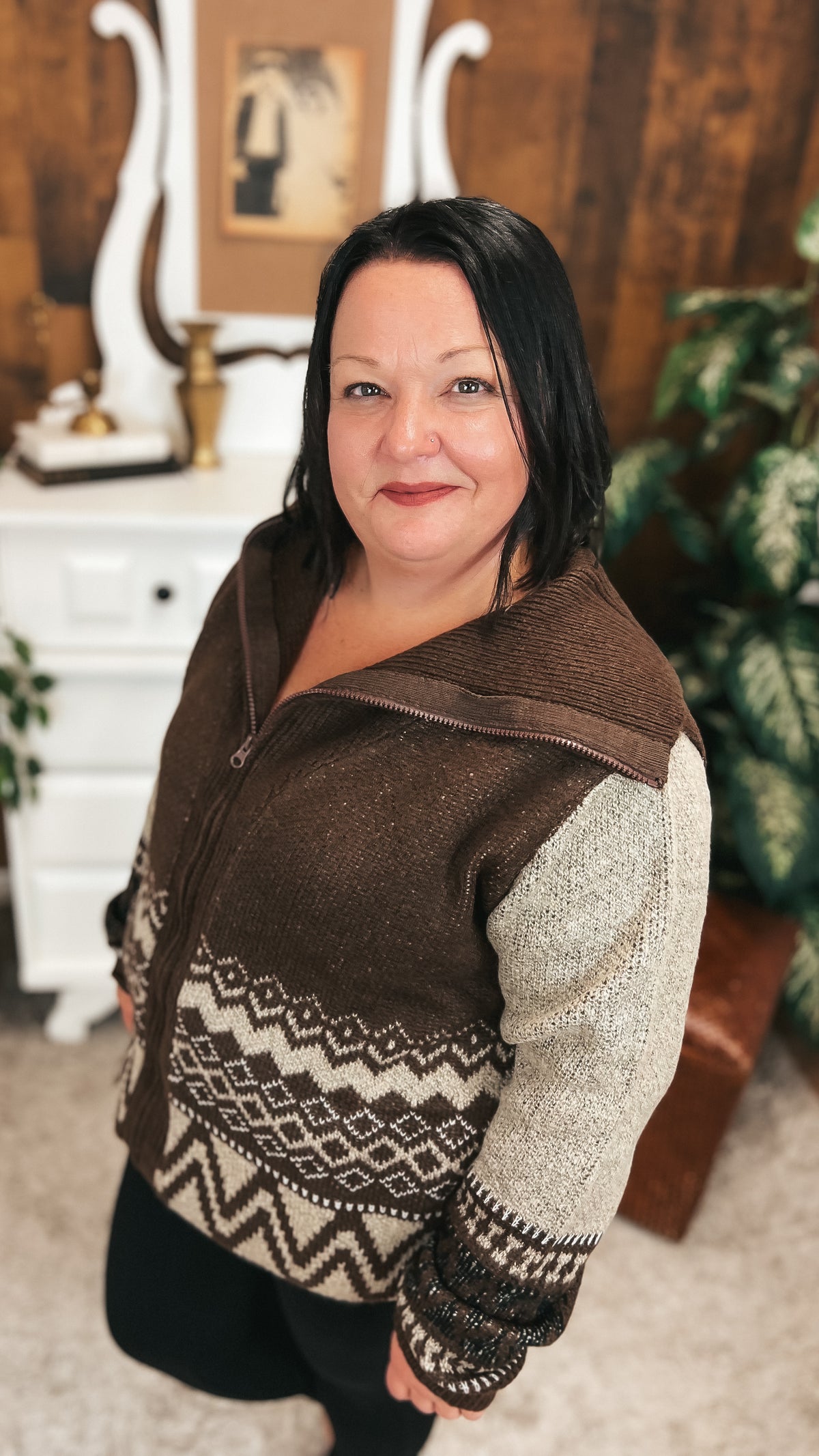 Zoey Zip Knit Jacket | Chocolate Brown