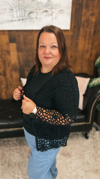 Donna Crochet Cardigan | Black