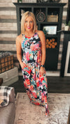 Madison Floral Maxi Dress: Neon