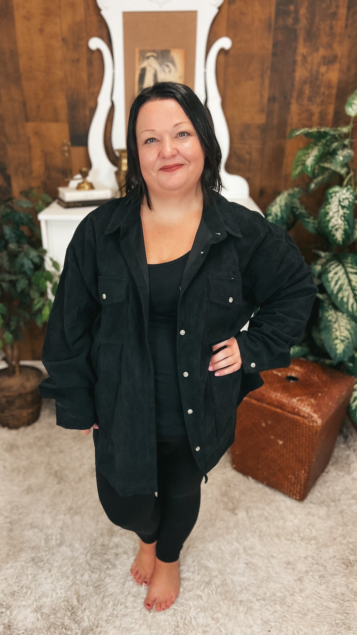 Jamie Corduroy Shacket | Black