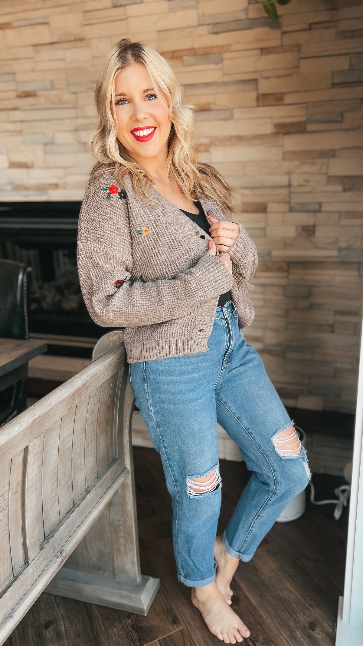 Jillian Floral Knit Cardigan | One Size