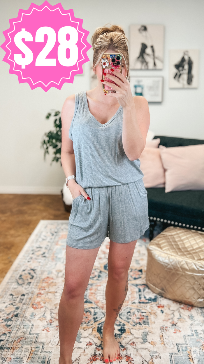 Tiffany Shorts Romper | Grey