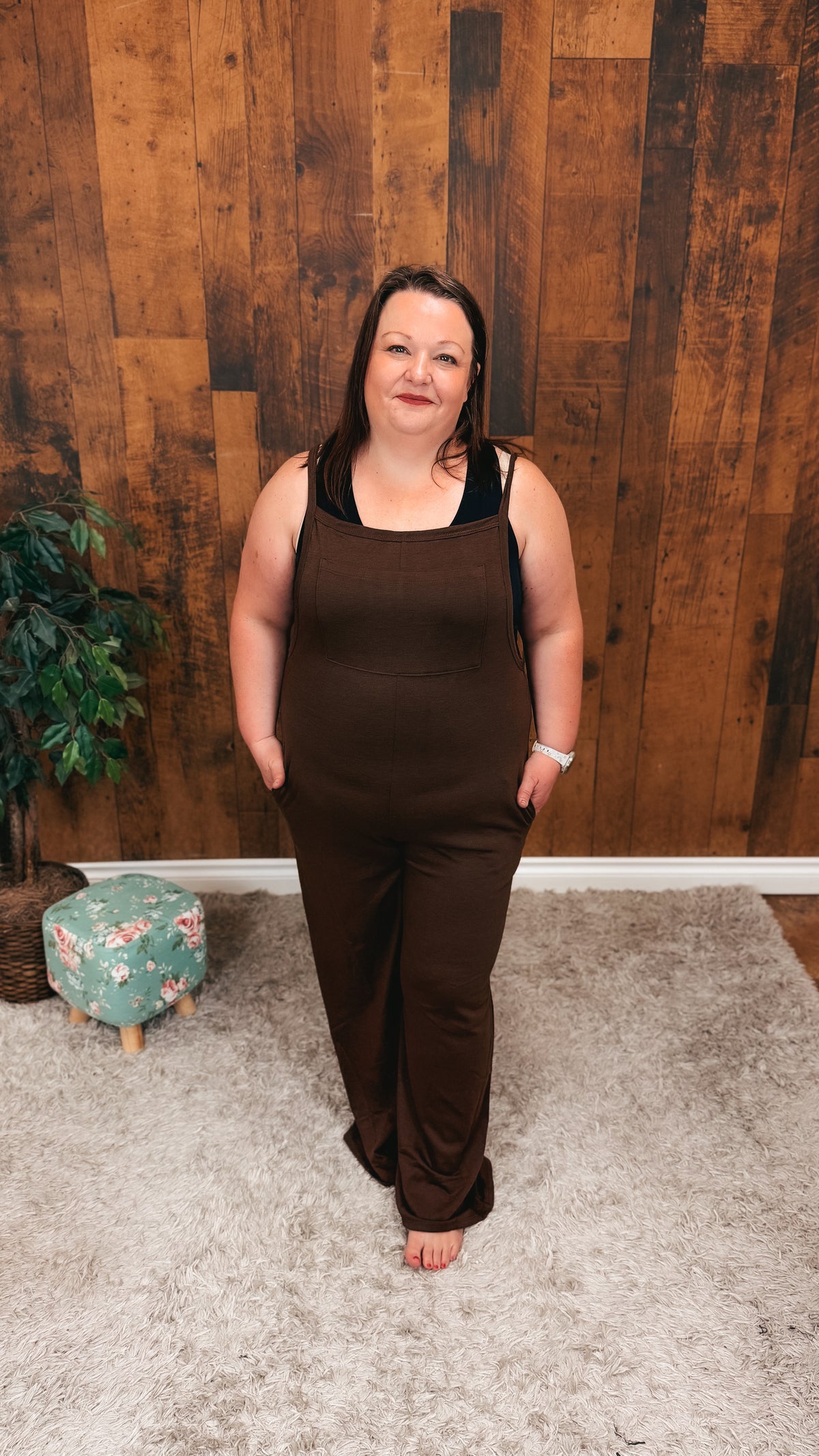 Rebecca Wide Leg Romper | Brown