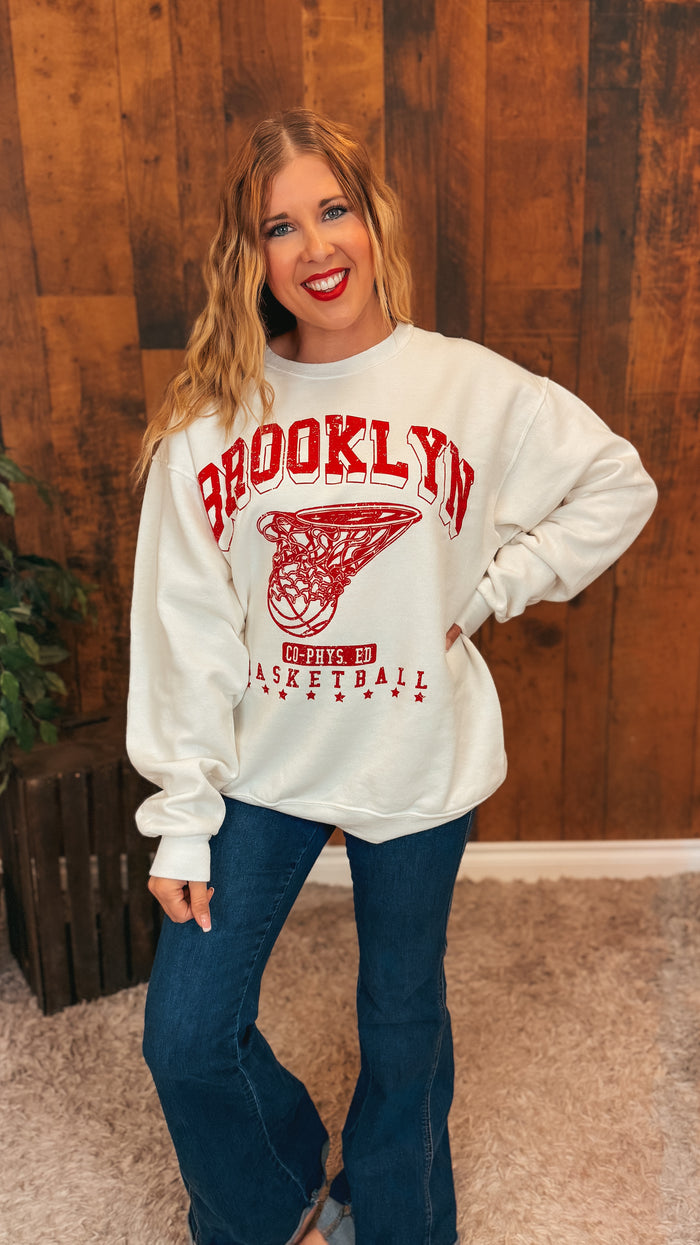 Brooklyn Basketball Crewneck | Ivory