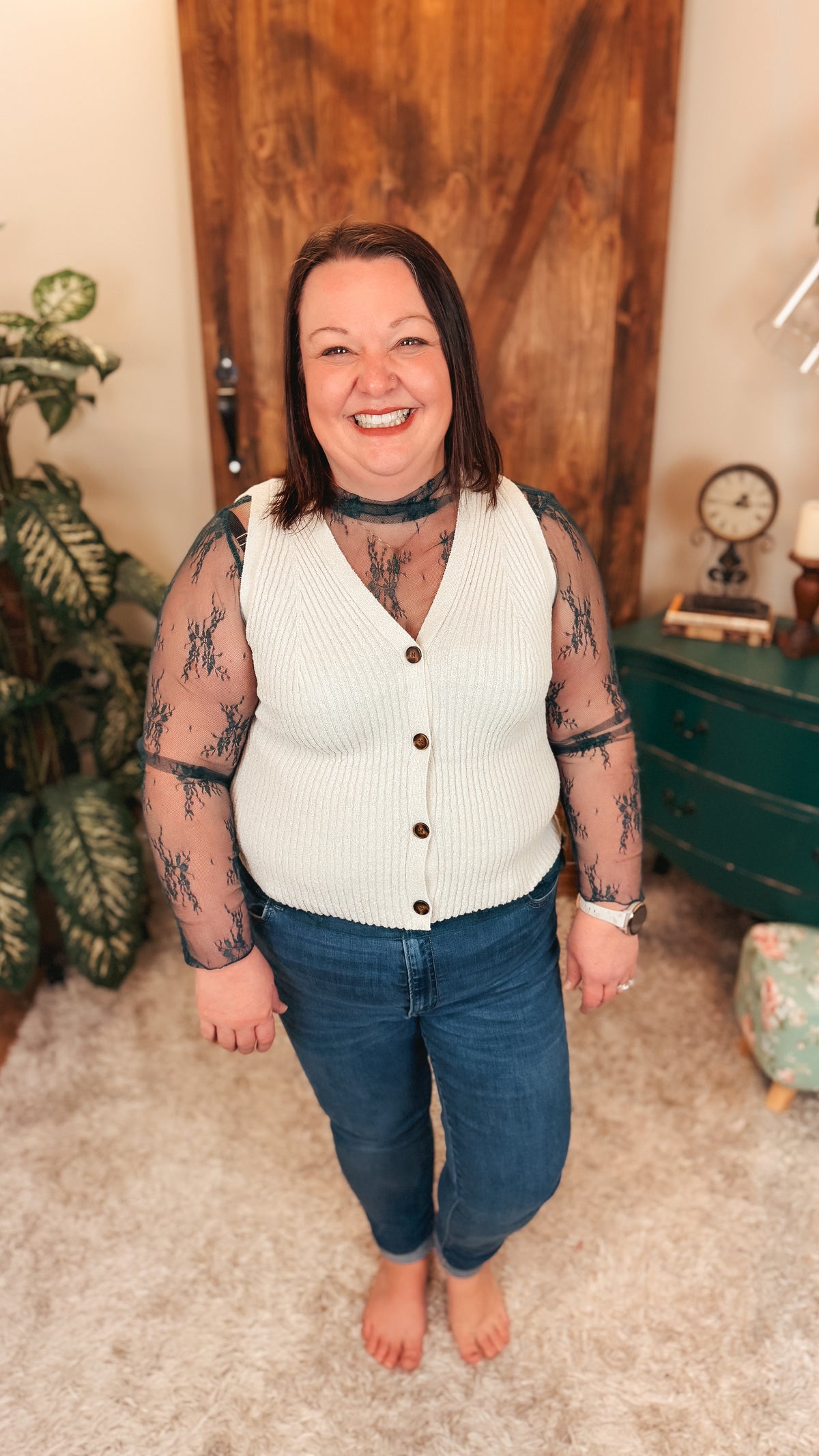 Rosalind Lace Top | Dark Green