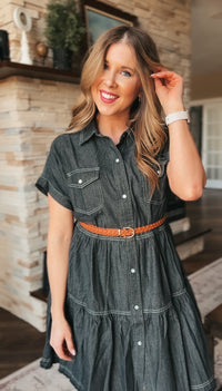 Ava Denim Dress | Charcoal