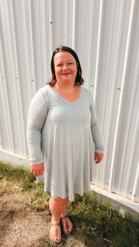 Violet Long Sleeve T-Shirt Dress | Grey