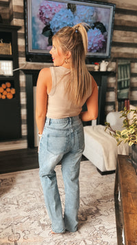 Tamara Ribbed Tank Top: Light Mocha