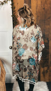 Emery Floral Kimono: Brown