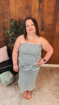 Alyssa Strapless Stripe Sundress | White