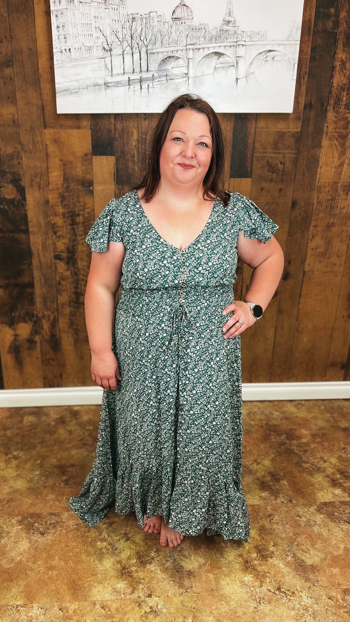 Cassandra Floral Maxi Dress: Green