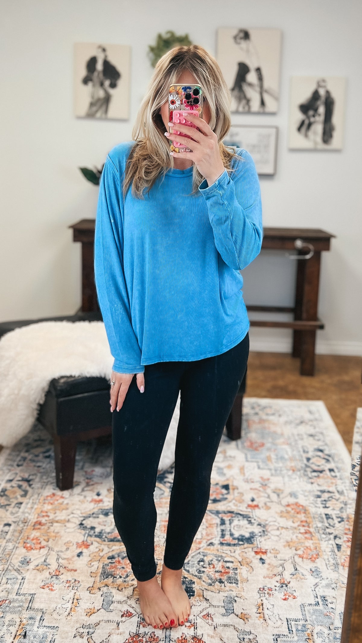 Melanie Ribbed Long Sleeve: Sky Blue *SALE*