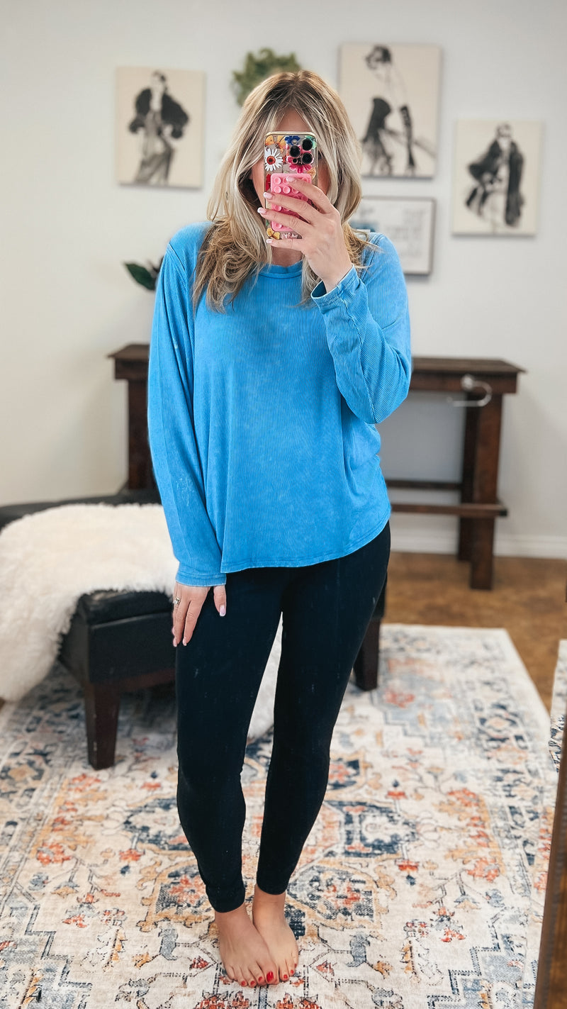 Melanie Ribbed Long Sleeve: Sky Blue *SALE*
