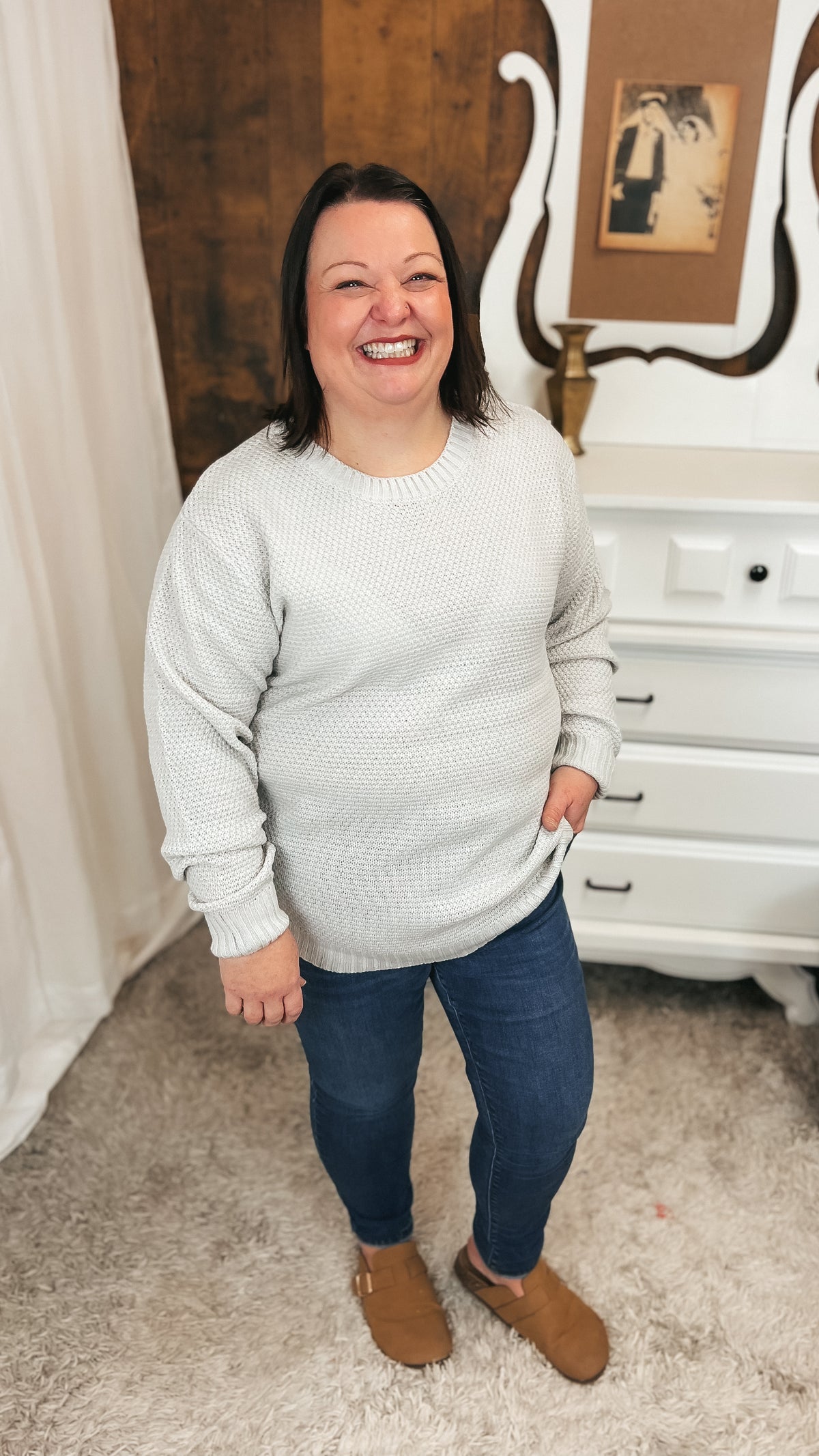 Scarlett Knit Sweater: Bone