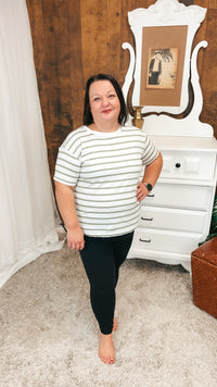 Brittany Striped Tee | Sage & Ivory