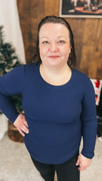 Tatum Ribbed Long Sleeve | Navy