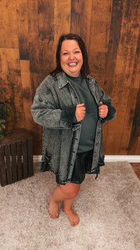 Ronin Distressed Denim Jacket | Washed Black