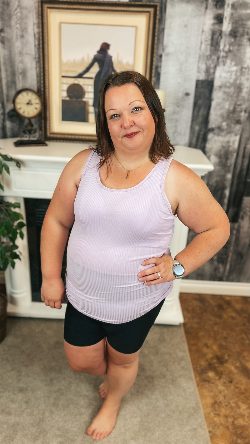 Rynlee Ribbed Tank Top: Lavender
