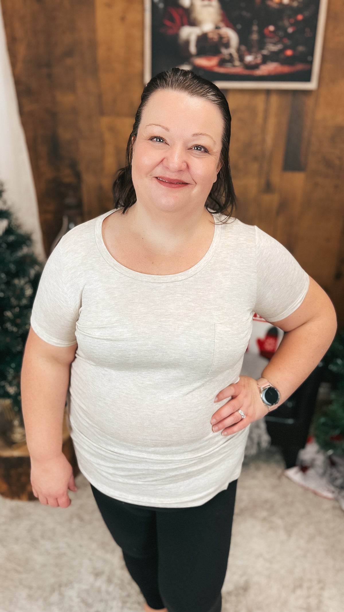 Laura Heathered Tee | Oatmeal