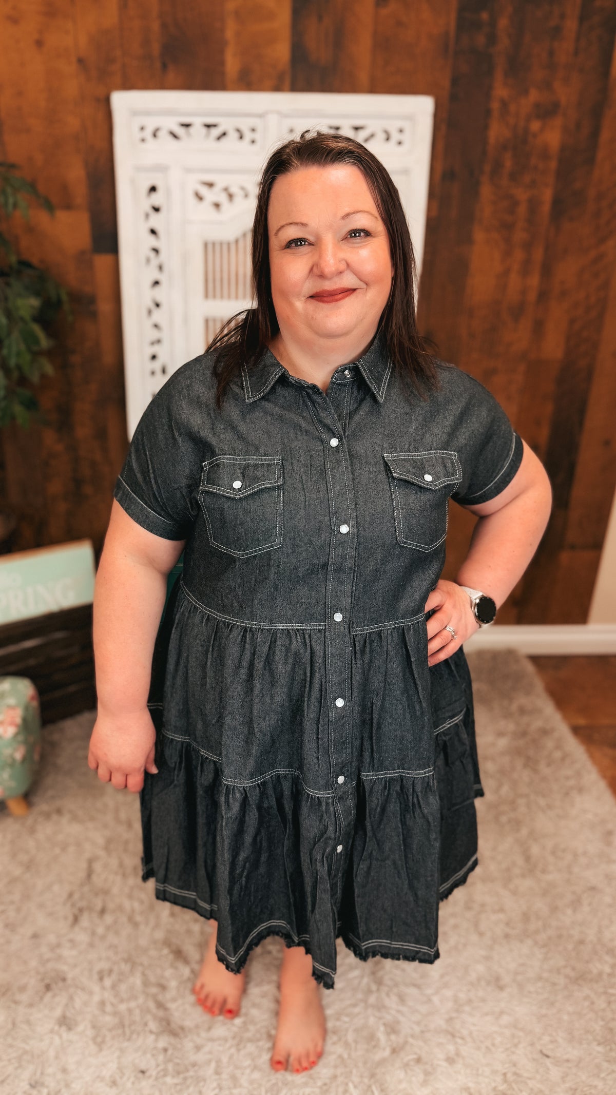 Ava Denim Dress | Charcoal