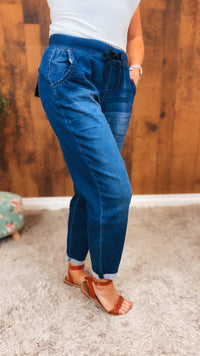 Lenny Cropped Jogger Denim | Dark Blue