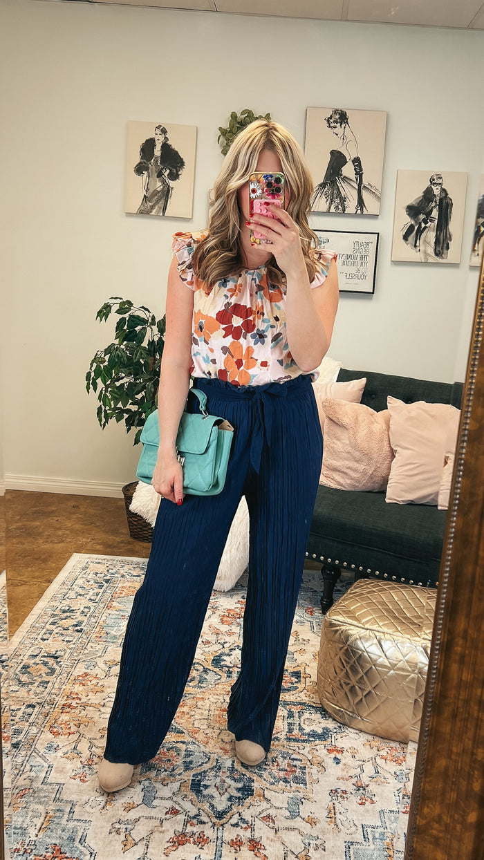 Blair Pleated Pants | Navy