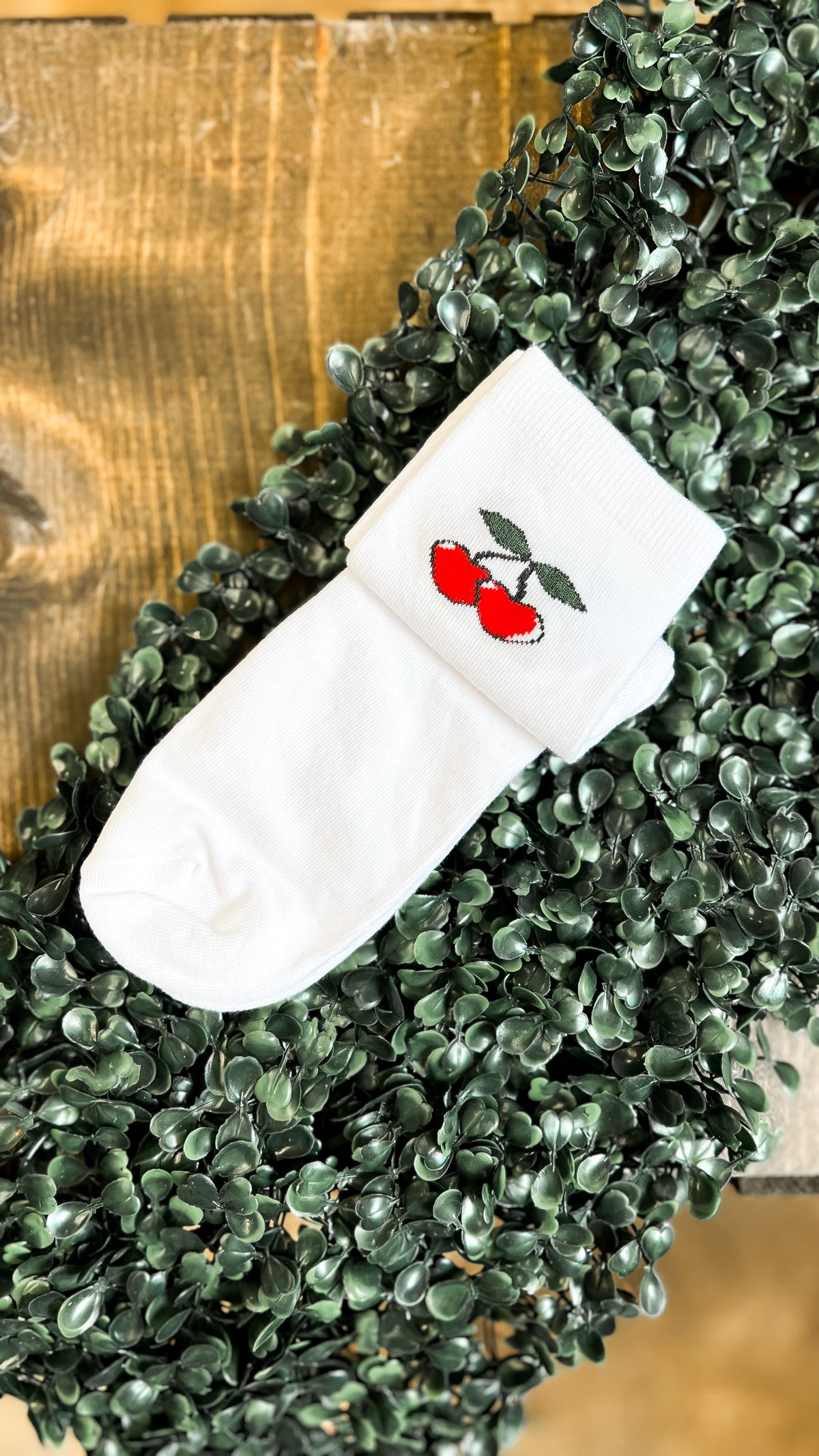 Cherry Crew Socks | White